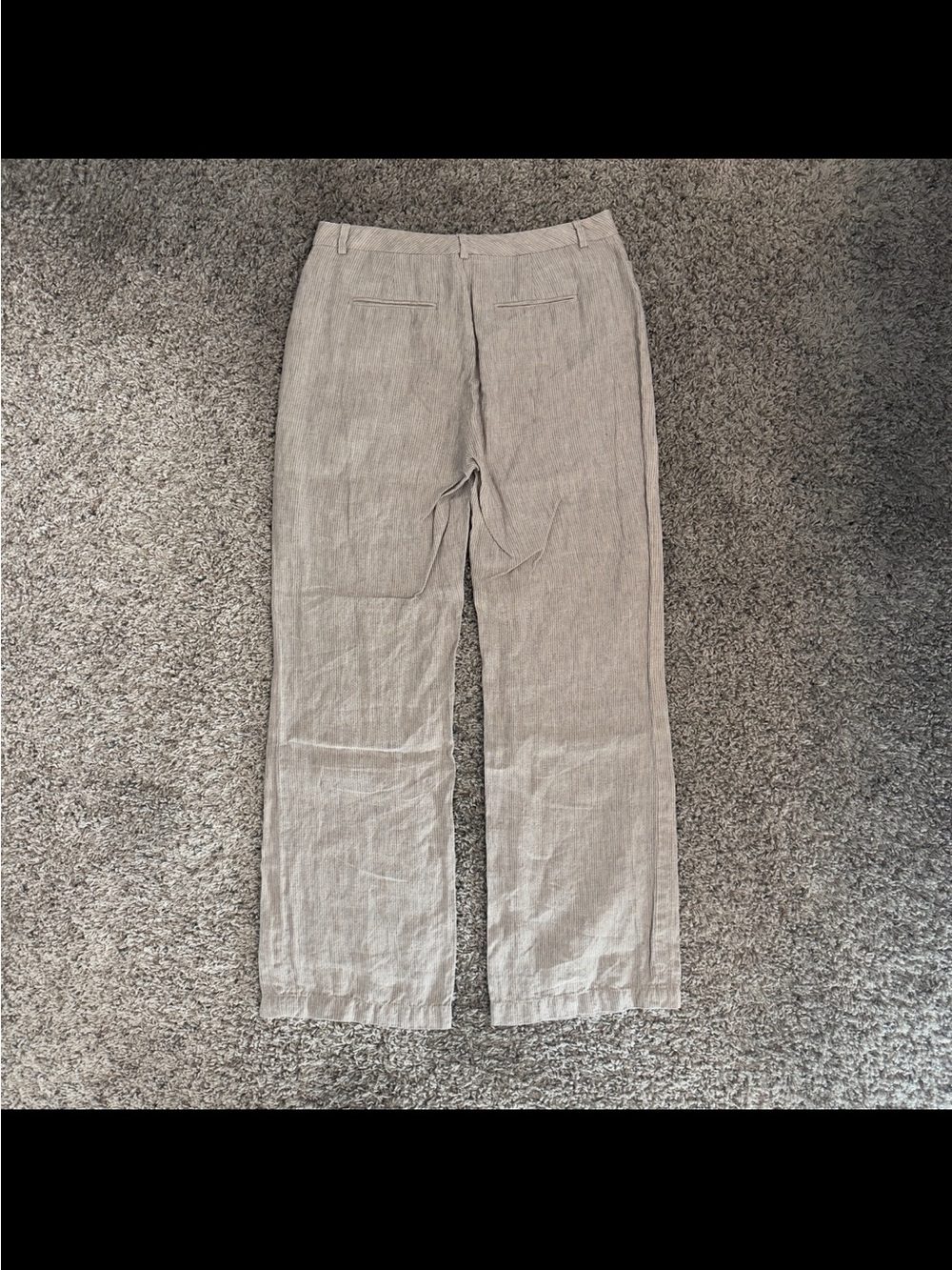 Coldwater Creek 100% Linen Beige Stripped Pants